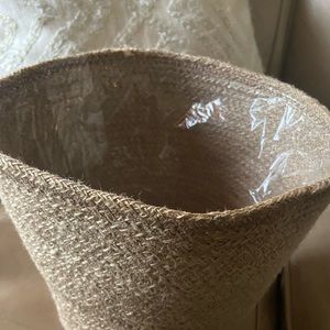 Organic Jute Flower Pot/ storage container, new, tan color, Crate and Barrel
